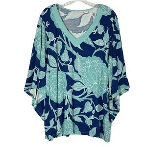Belle Kim Gravel Blouse XL Flared Sleeve Floral VNeck Boho Indie Coastal Grandma